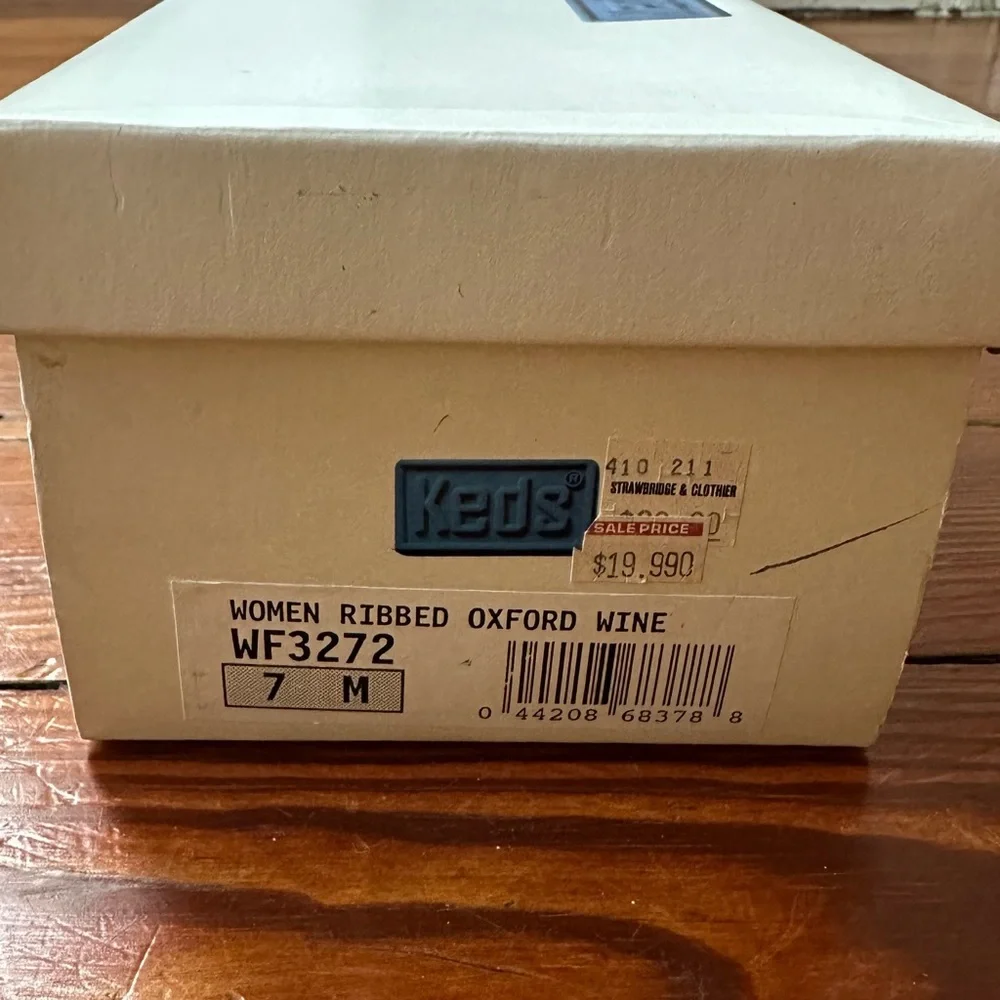 Vintage 1993 Keds Ribbed Oxford in Wine Sz 7 w orig box